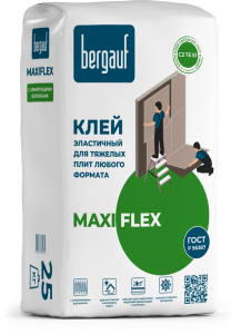 Bergauf MAXIFLEX Клей эластичный с армирующими волокнами для тяжелых плит любого формата.